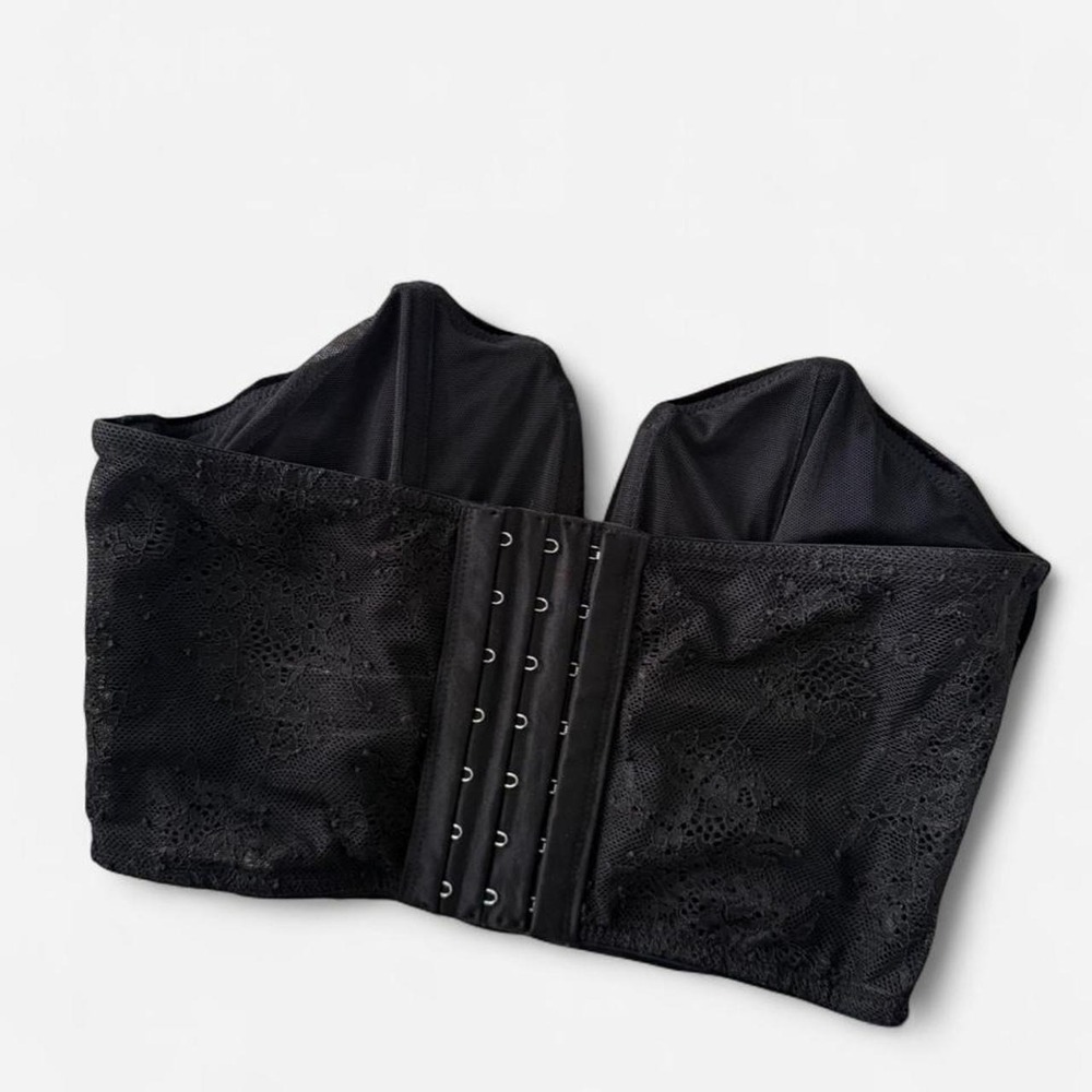 Victoria's Secret Black Velvet Lace Corset Crop Top - Picture 2 of 3